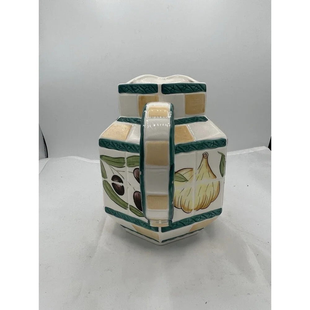 Vintage Clay Art San Francisco Olive Garlic Hexagon Pitcher Vintage MCM AS-IS